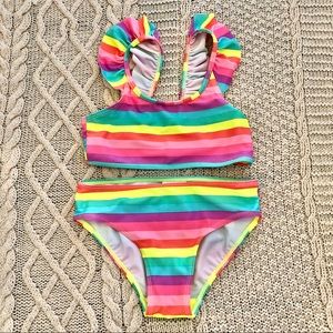 H&M Rainbow Stripe Ruffle Bikini
